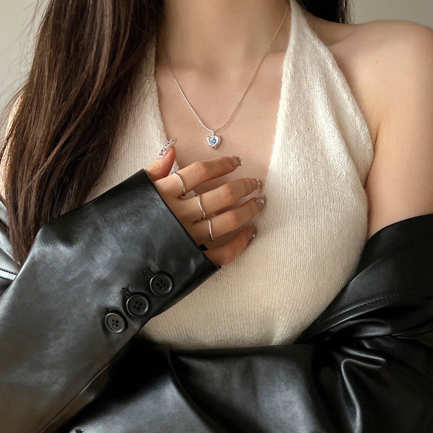 Ocean Heart Necklace (Solid Silver) - Hypoallergenic - Abbott Atelier