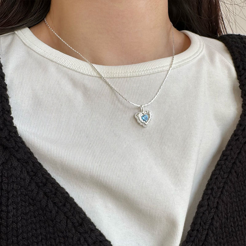 Ocean Heart Necklace (Solid Silver) - Hypoallergenic - Abbott Atelier