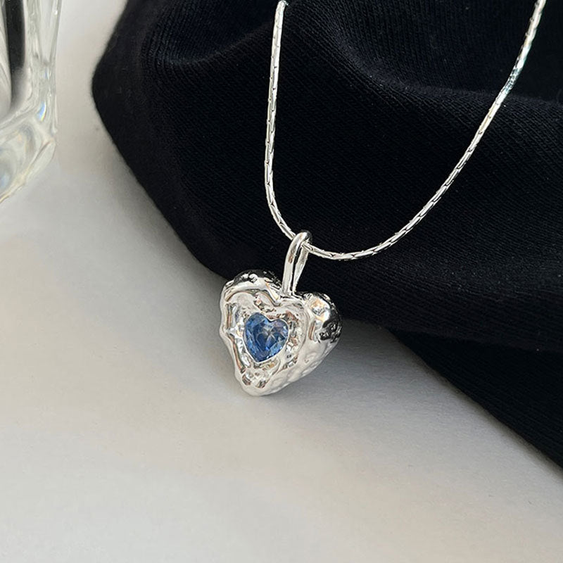 Ocean Heart Necklace (Solid Silver) - Hypoallergenic - Abbott Atelier
