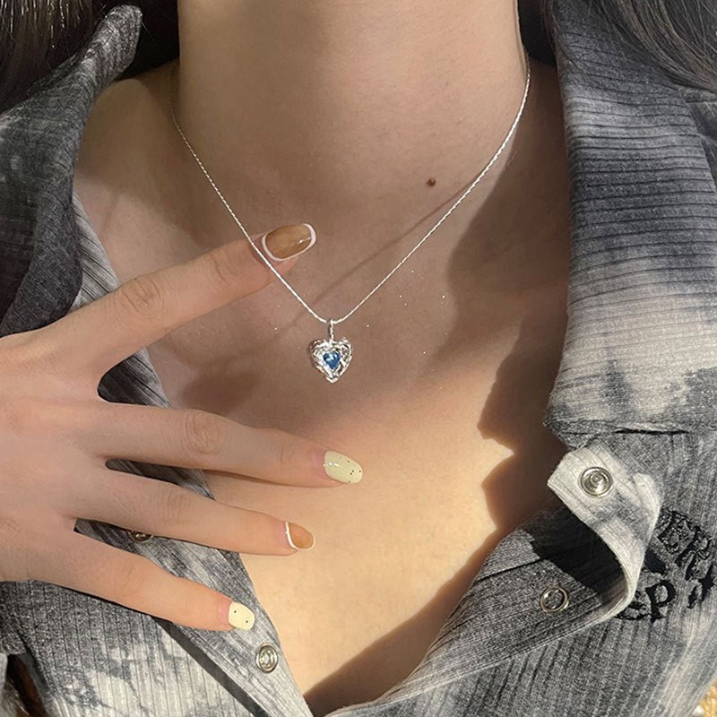 Ocean Heart Necklace (Solid Silver) - Hypoallergenic - Abbott Atelier