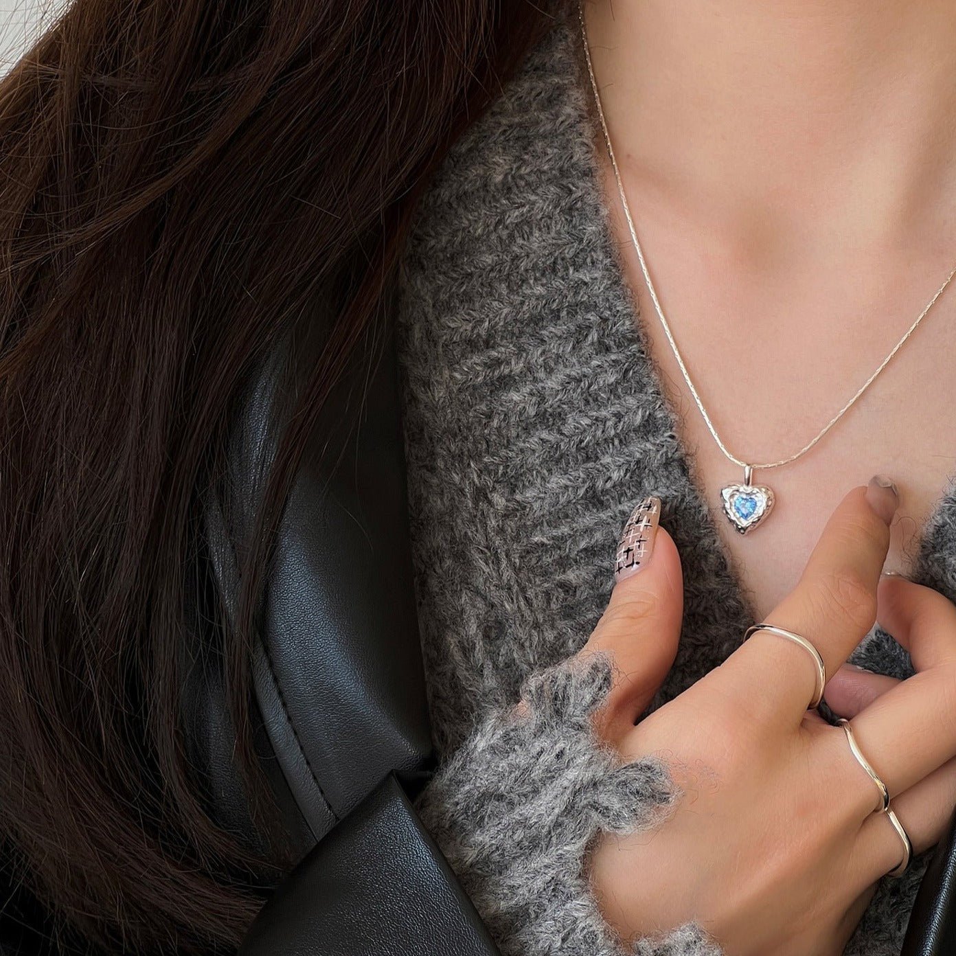 Ocean Heart Necklace (Solid Silver) - Hypoallergenic - Abbott Atelier