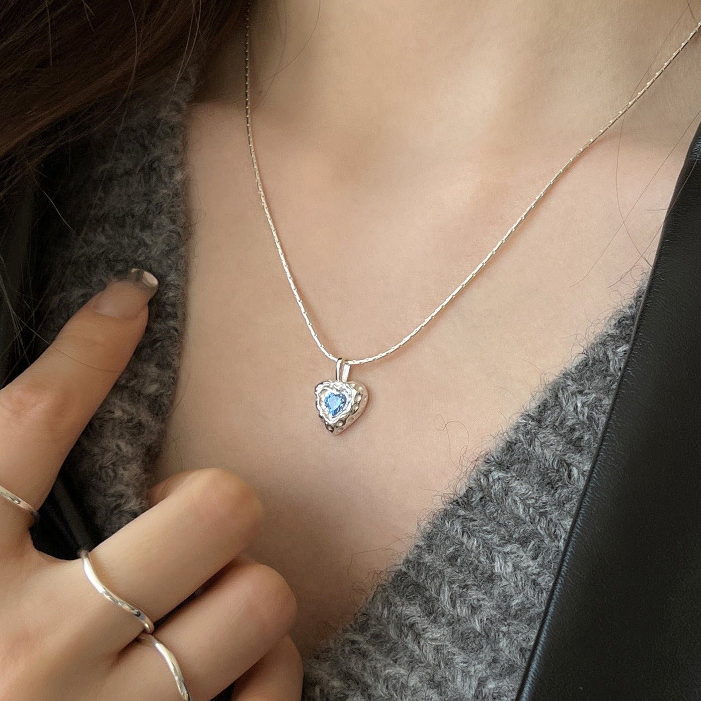 Ocean Heart Necklace (Solid Silver) - Hypoallergenic - Abbott Atelier