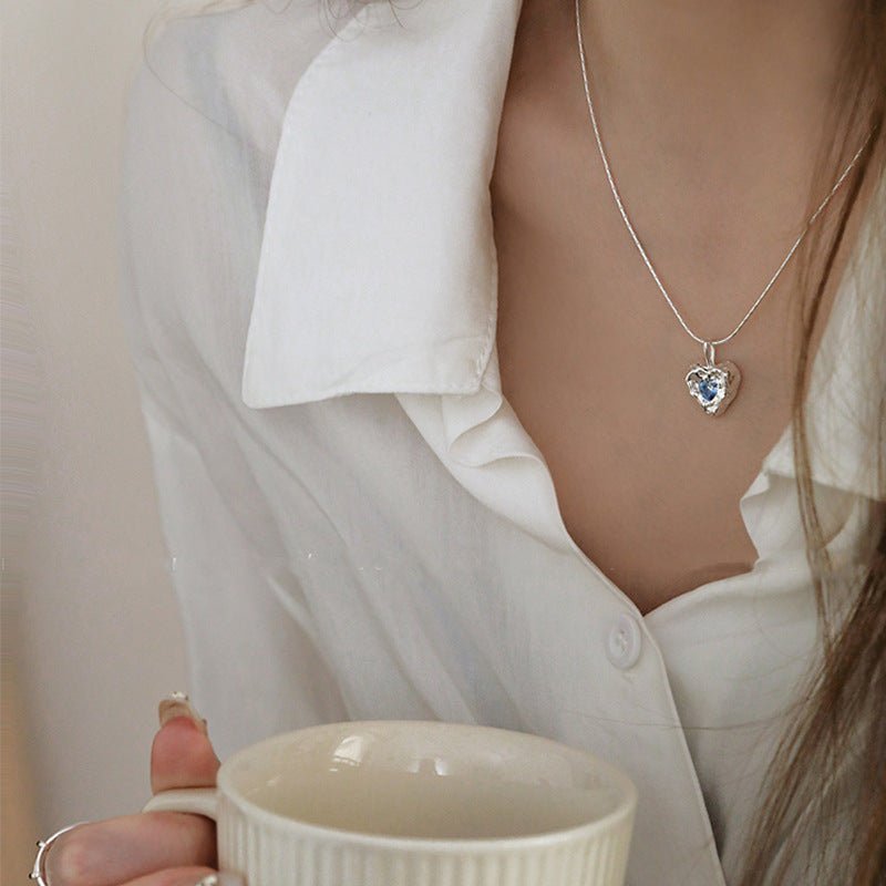 Ocean Heart Necklace (Solid Silver) - Hypoallergenic - Abbott Atelier