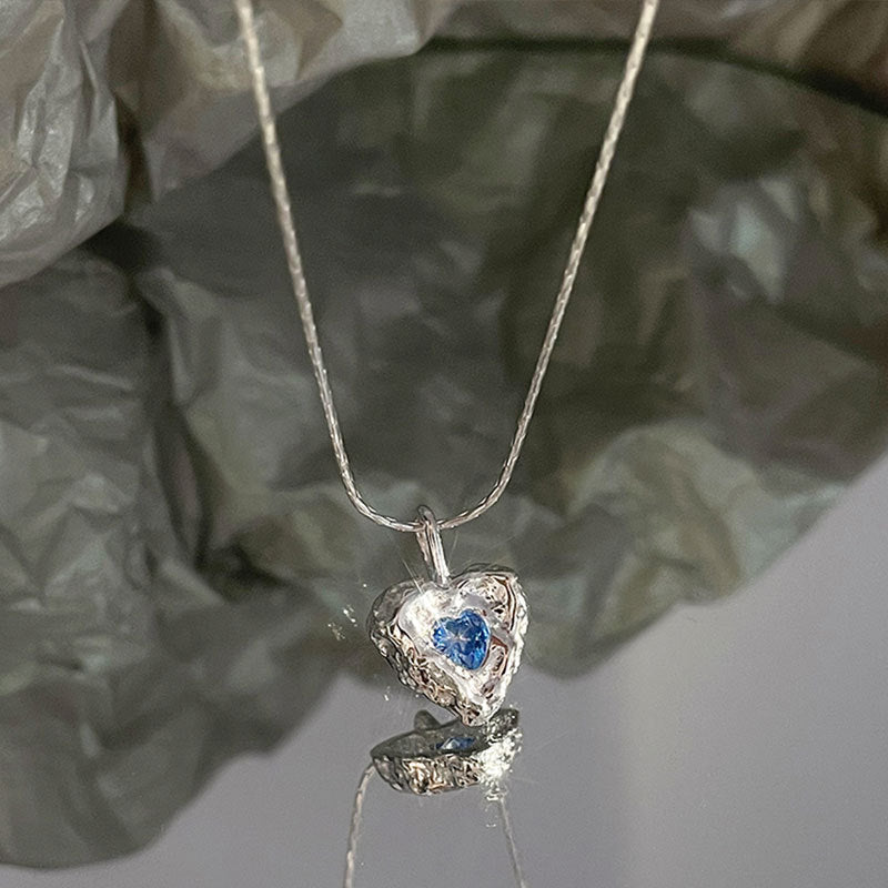 Ocean Heart Necklace (Solid Silver) - Hypoallergenic - Abbott Atelier