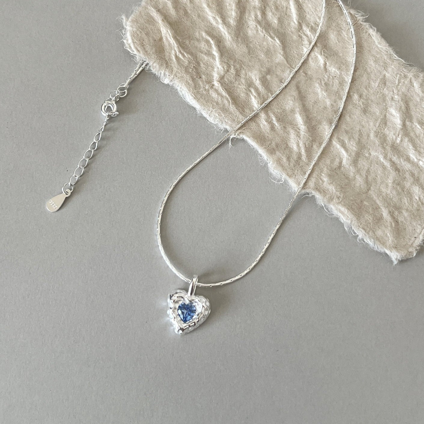 Ocean Heart Necklace (Solid Silver) - Hypoallergenic - Abbott Atelier