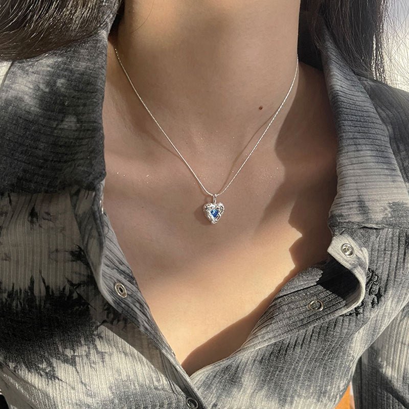 Ocean Heart Necklace (Solid Silver) - Hypoallergenic - Abbott Atelier