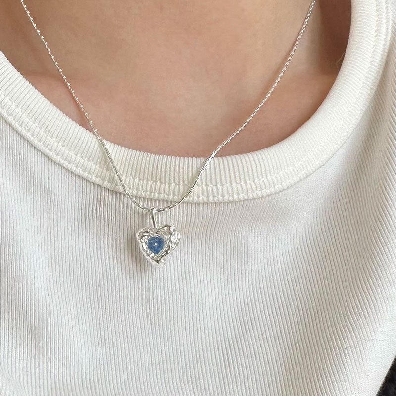 Ocean Heart Necklace (Solid Silver) - Hypoallergenic - Abbott Atelier