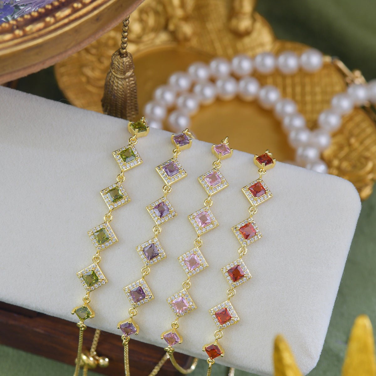 Ophelia Bracelet in Purple - Gold Plated - Abbott Atelier