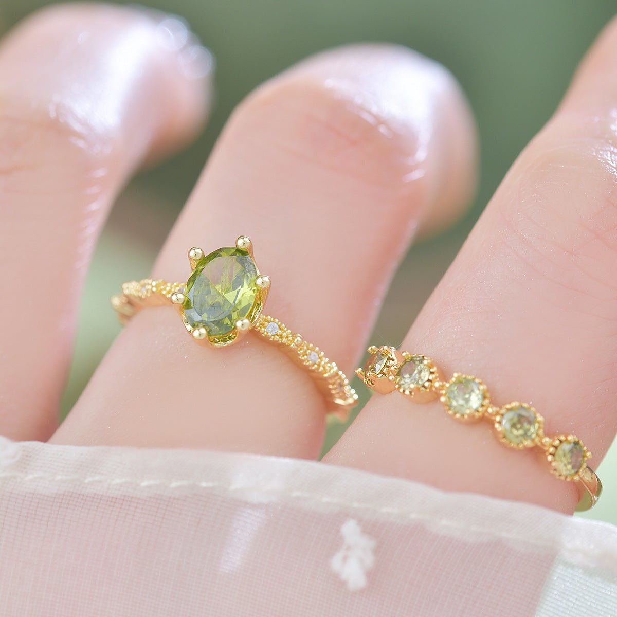 Oval Peridot Ring in Gold - Gold - Plated - Abbott Atelier