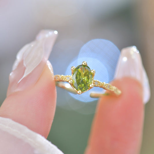 Oval Peridot Ring in Gold - Gold - Plated - Abbott Atelier