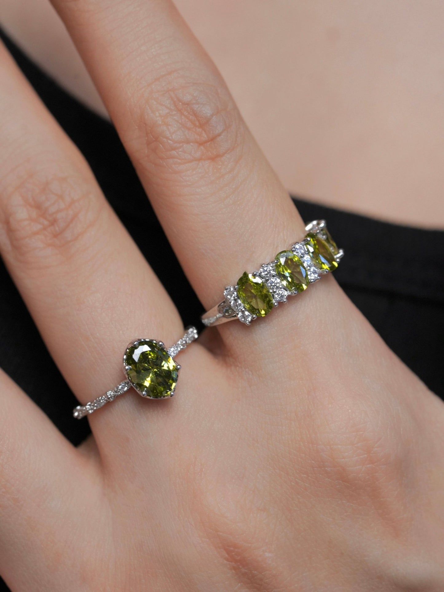 Oval Peridot Ring in Silver - Gold - Plated - Abbott Atelier