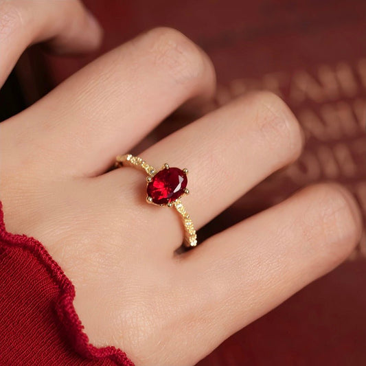 Oval Ruby Ring - Gold - Plated - Abbott Atelier