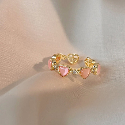 Peach Opal Heart Ring - Gold - Plated - Abbott Atelier