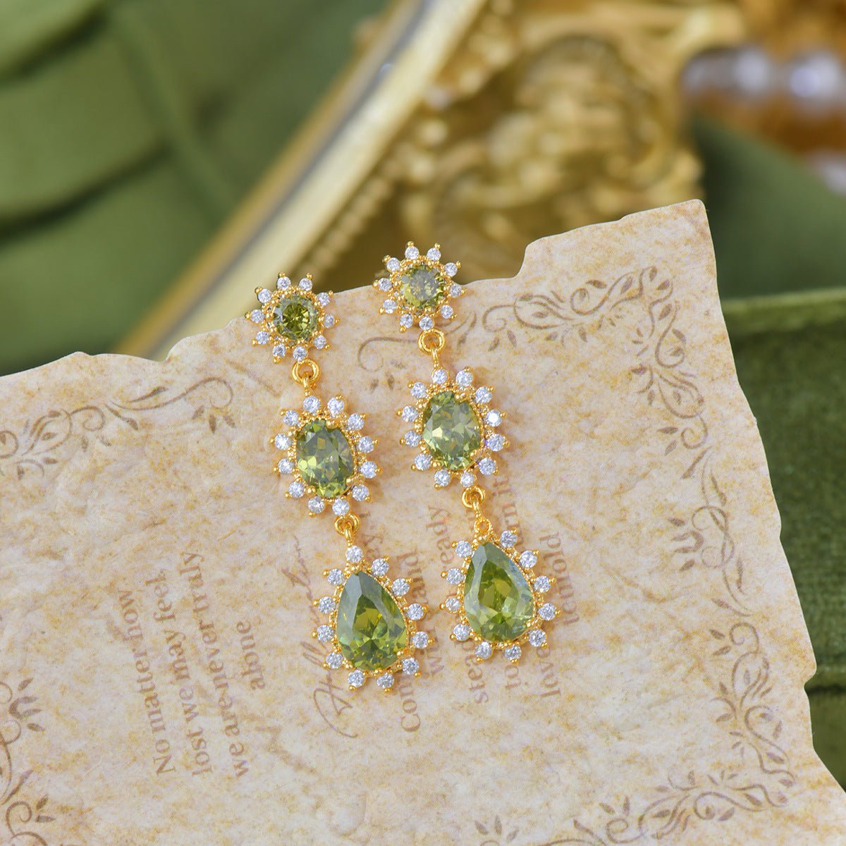 Peridot Baroque Drop Earrings - Hypoallergenic - Abbott Atelier