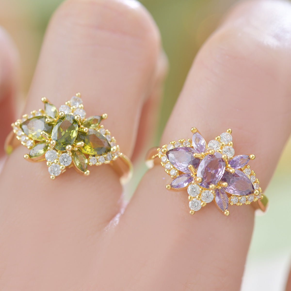 Peridot Blossom Ring - Gold - Plated - Abbott Atelier