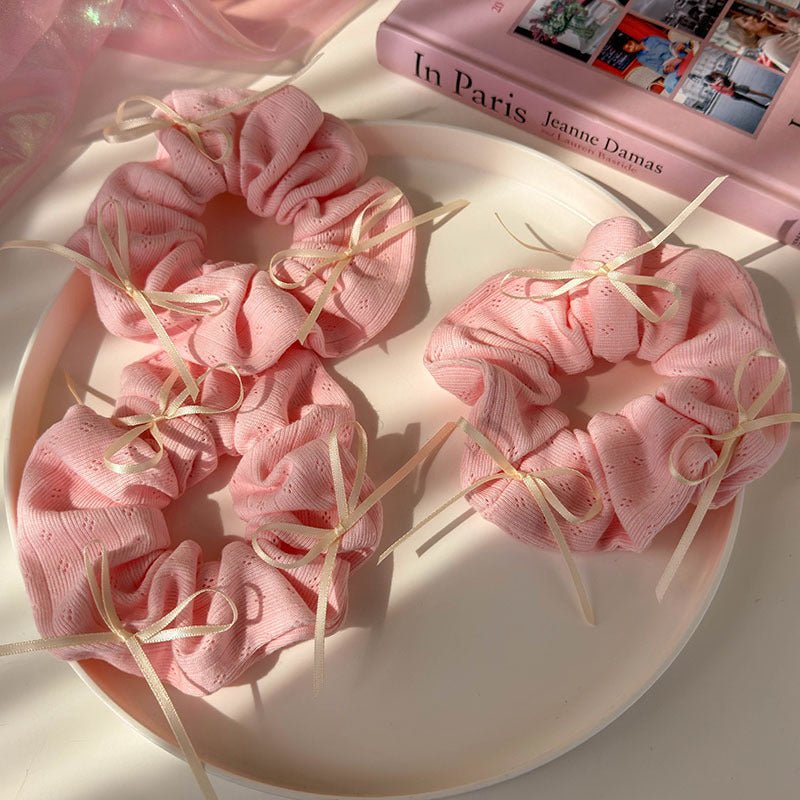 Pink Bow Scrunchie - For Hair - Abbott Atelier