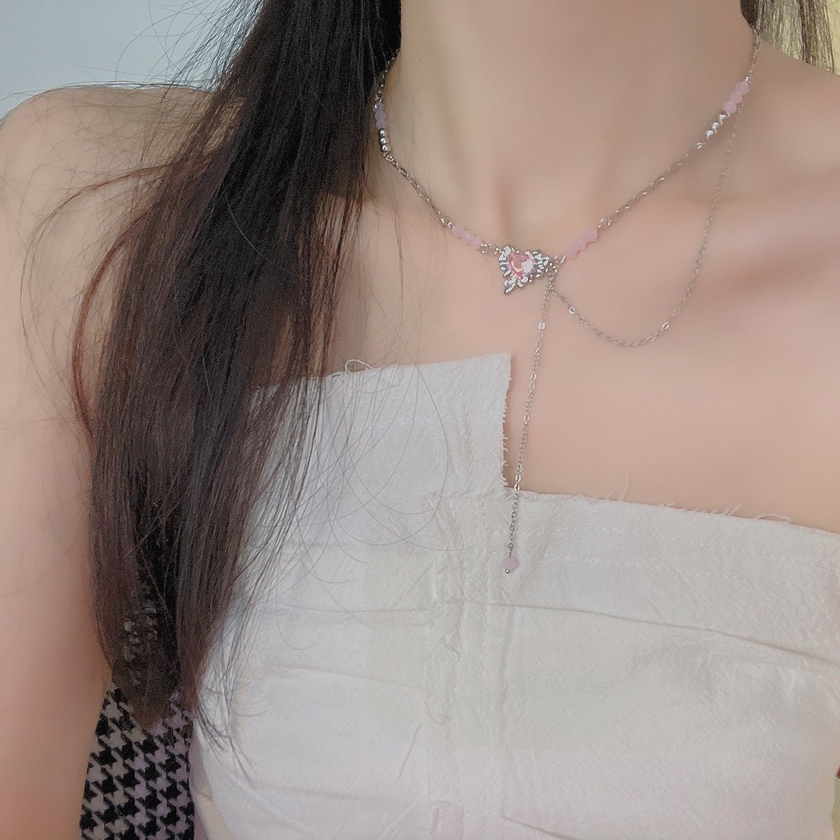 Pink Heart Necklace - Athena - Gold - Plated - Abbott Atelier