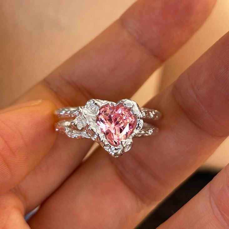 Pink Heart Ring (Solid Silver) - Hypoallergenic - Abbott Atelier