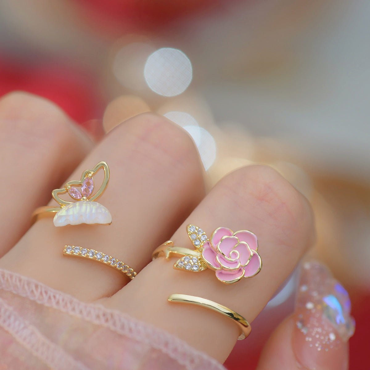 Pink Rose Ring - Lora - Gold - Plated - Abbott Atelier