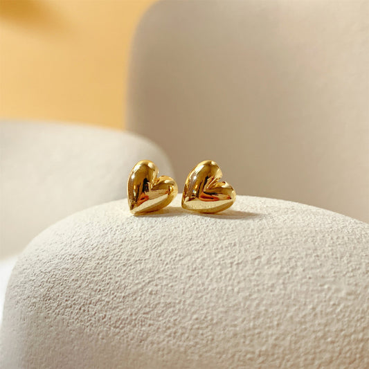 Puffy Heart Stud Earrings - Hypoallergenic - Abbott Atelier