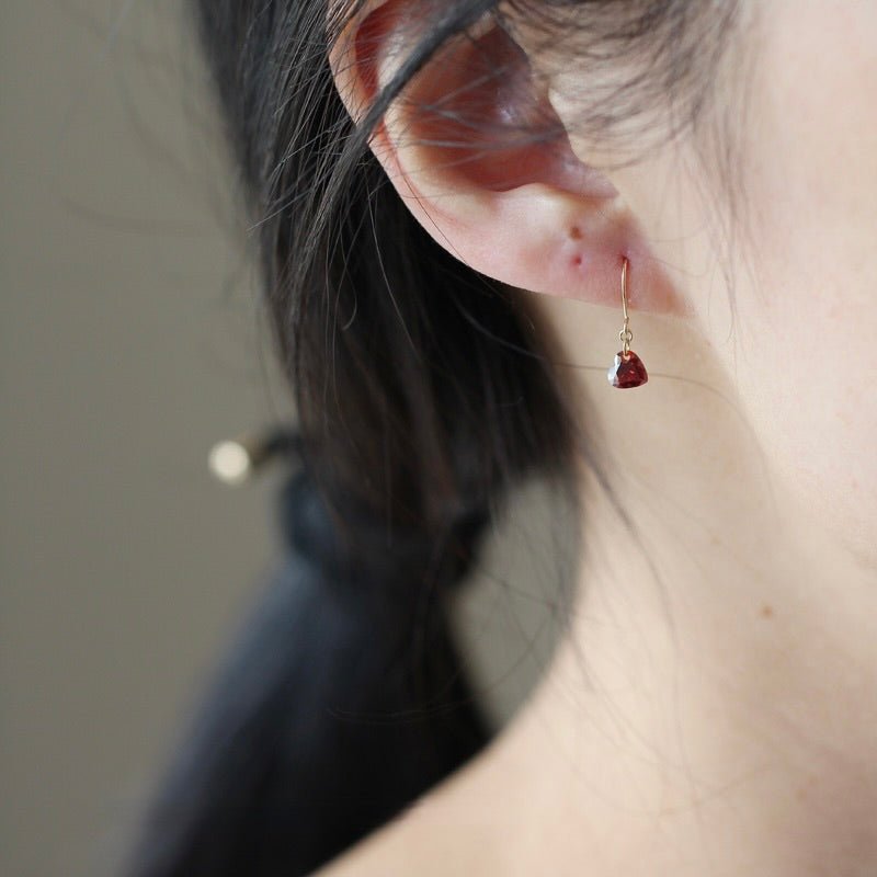 Red Heart Drop Earrings - Hypoallergenic - Abbott Atelier