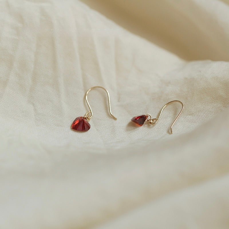 Red Heart Drop Earrings - Hypoallergenic - Abbott Atelier