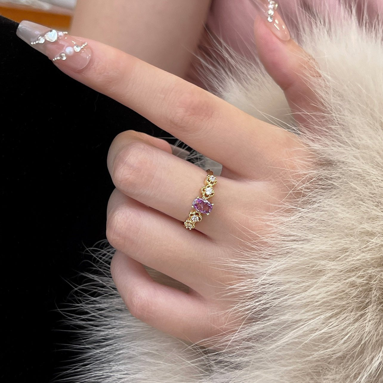 Rococo Amethyst Ring - Gold - Plated - Abbott Atelier