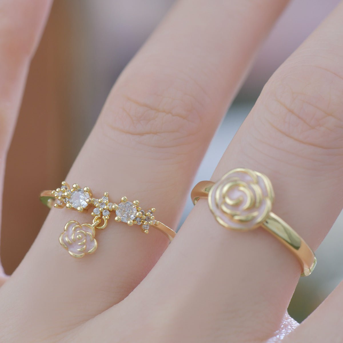 Rose Charm Ring - Gold - Plated - Abbott Atelier