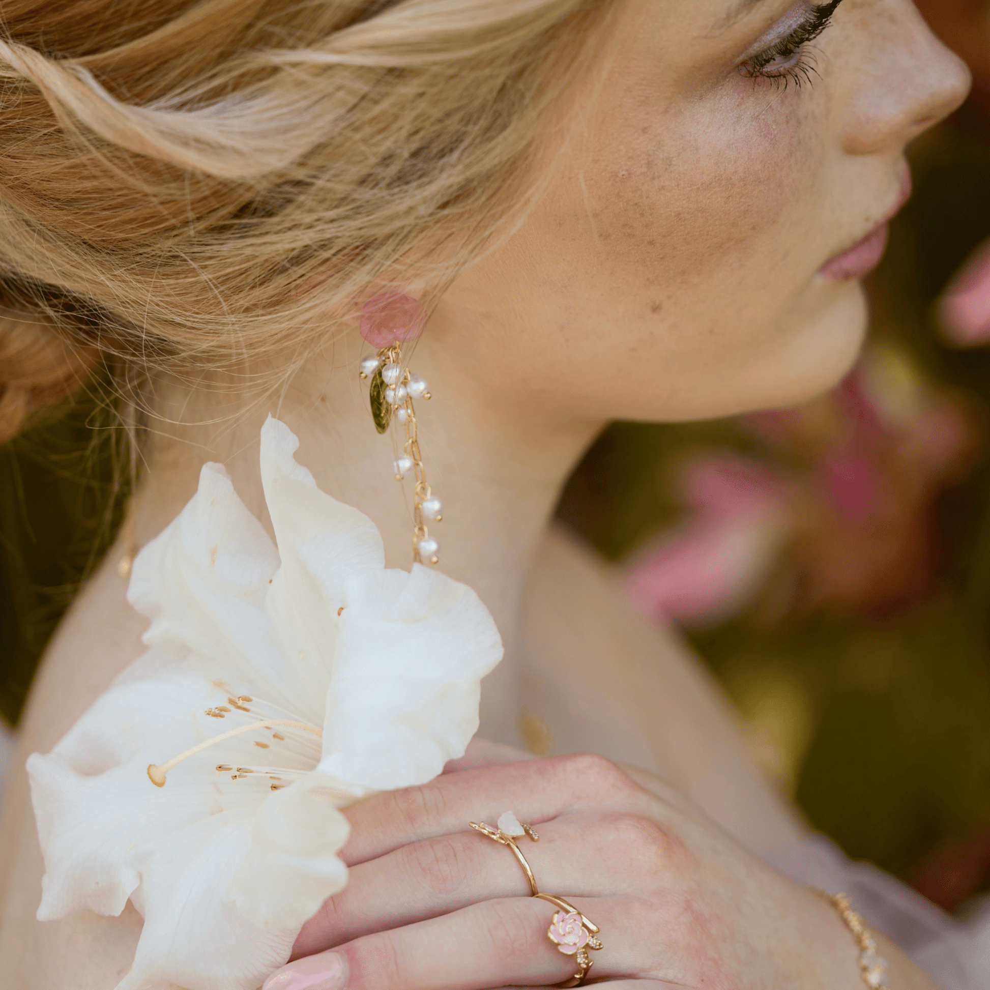 Rose Drop Earrings - Hypoallergenic - Abbott Atelier