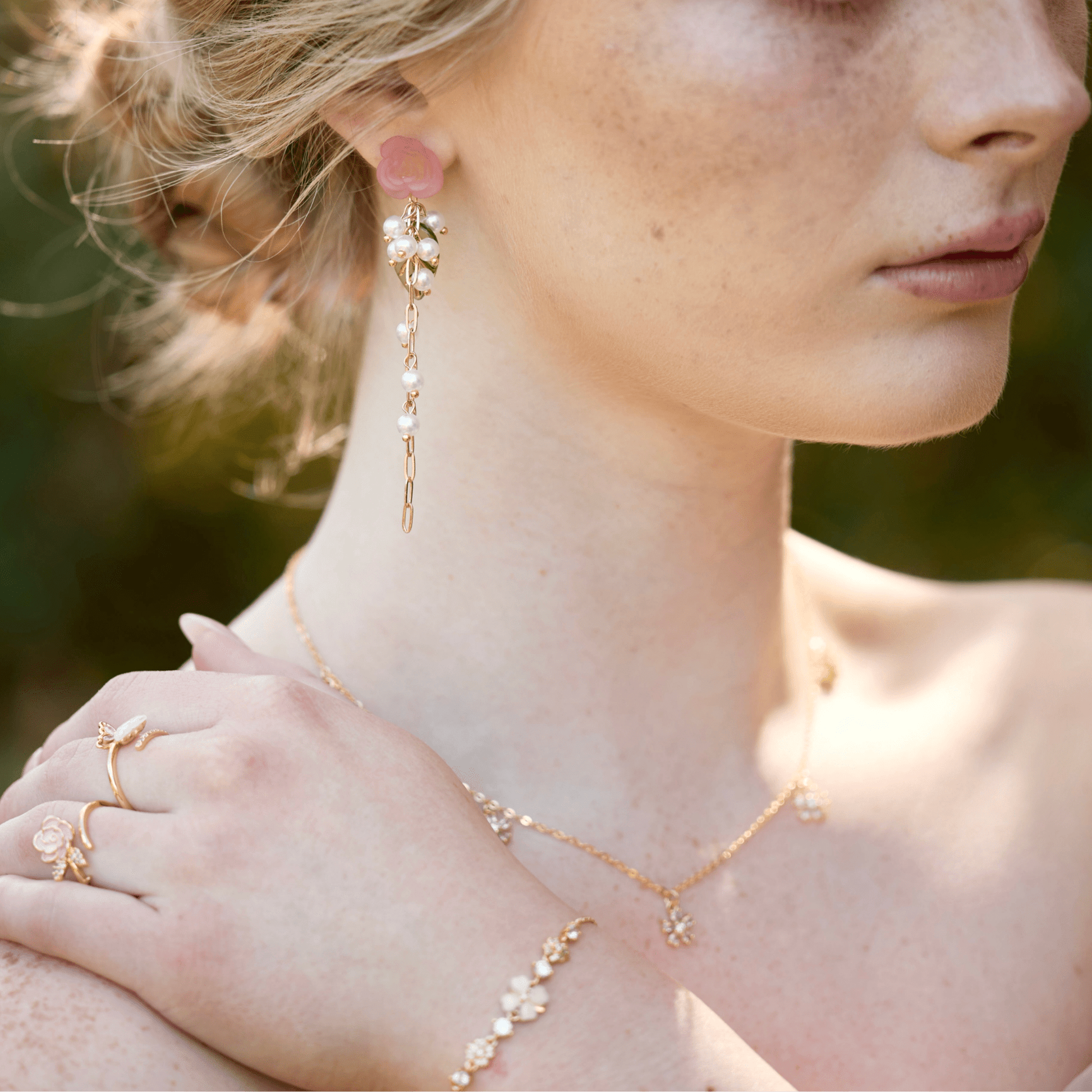 Rose Drop Earrings - Hypoallergenic - Abbott Atelier