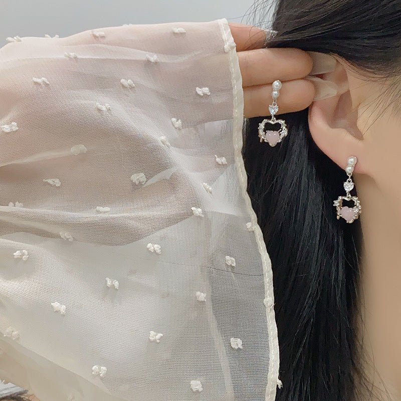 Rosé Heart Earrings - Hypoallergenic - Abbott Atelier