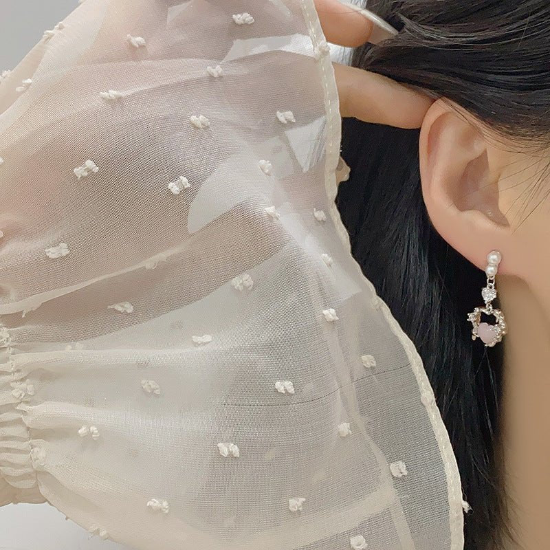 Rosé Heart Earrings - Hypoallergenic - Abbott Atelier