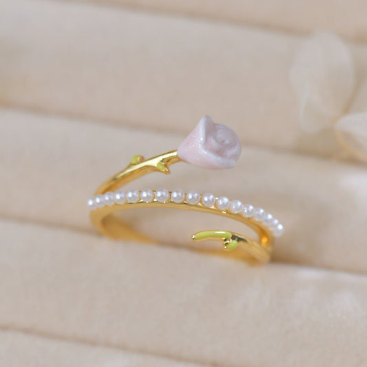 Rose Pearl Ring - Gold - Plated - Abbott Atelier