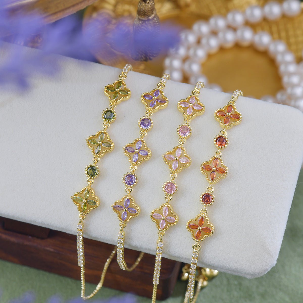 Rosisela Bracelet in Green - Gold Plated - Abbott Atelier