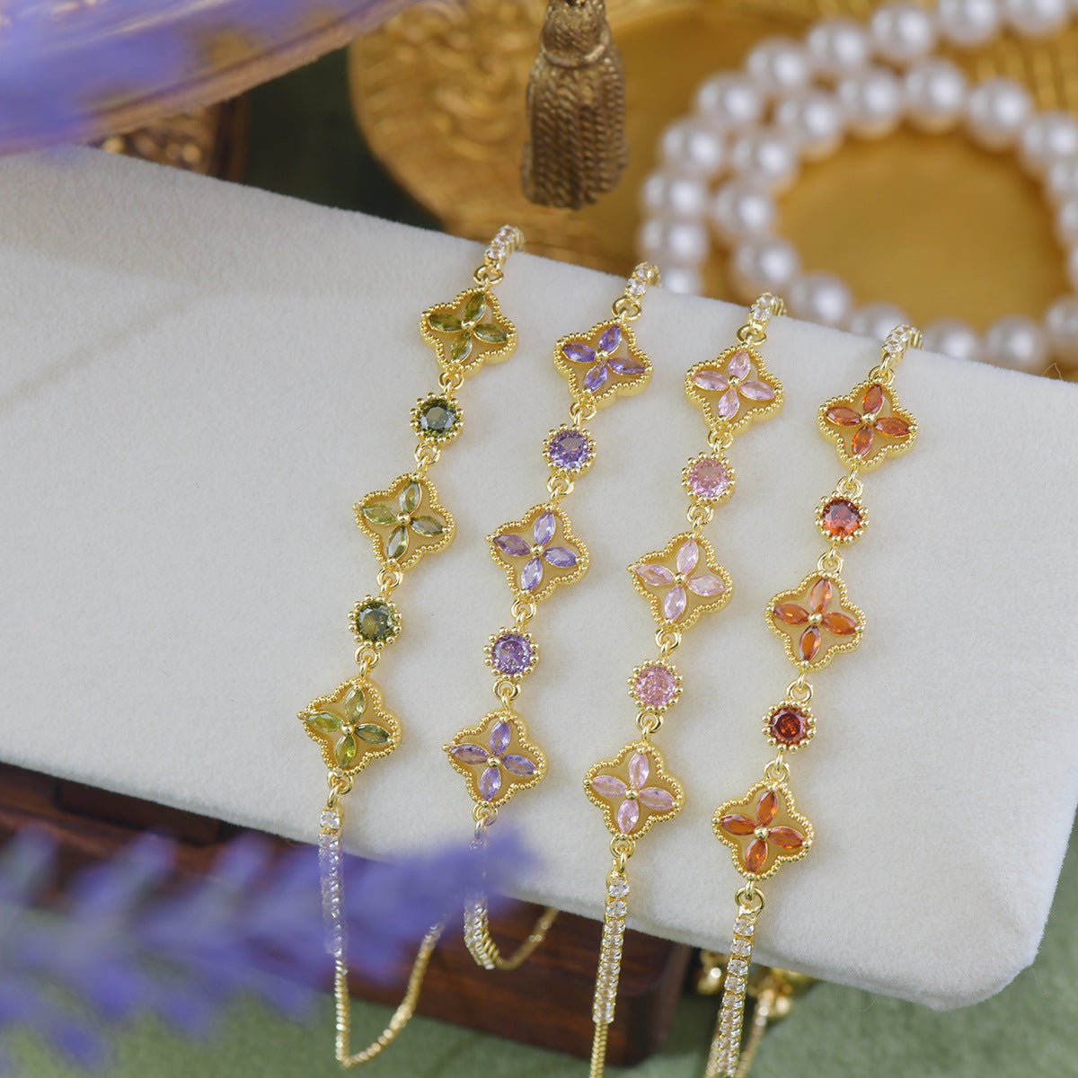 Rosisela Bracelet in Purple - Gold Plated - Abbott Atelier