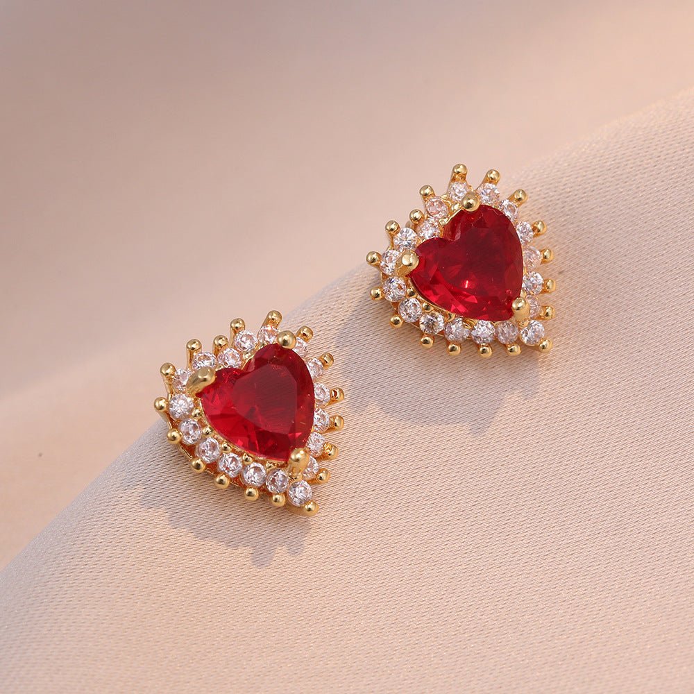 Rouge Heart Earrings - Hypoallergenic - Abbott Atelier
