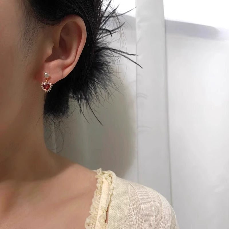 Rouge Heart Earrings in Rose Gold - Hypoallergenic - Abbott Atelier