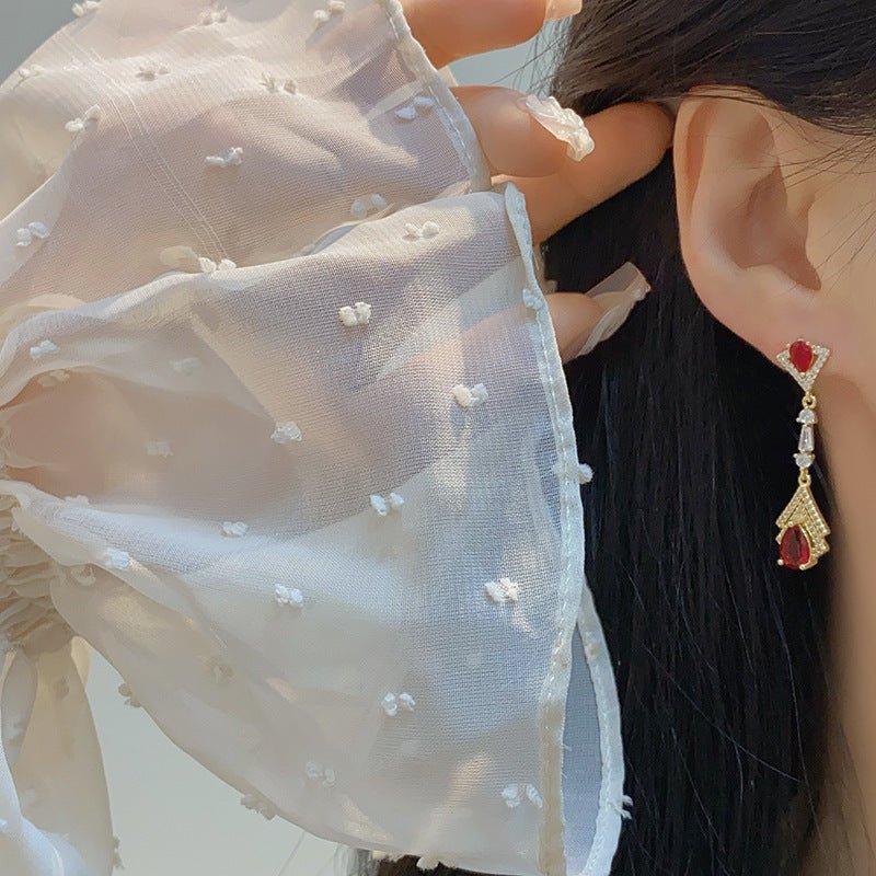 Ruby Baroque Drop Earrings - Marisa - Hypoallergenic - Abbott Atelier