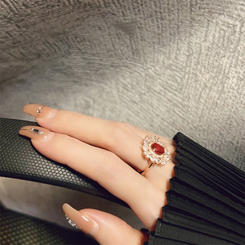 Ruby Dahlia Ring - Gold - Plated - Abbott Atelier