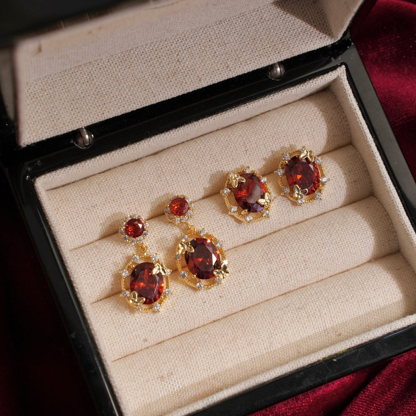 Scarlet Butterfly Drop Earrings - Gold Plated - Abbott Atelier
