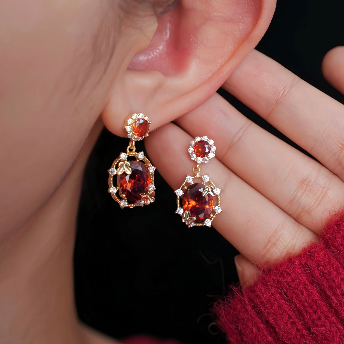 Scarlet Butterfly Drop Earrings - Gold Plated - Abbott Atelier