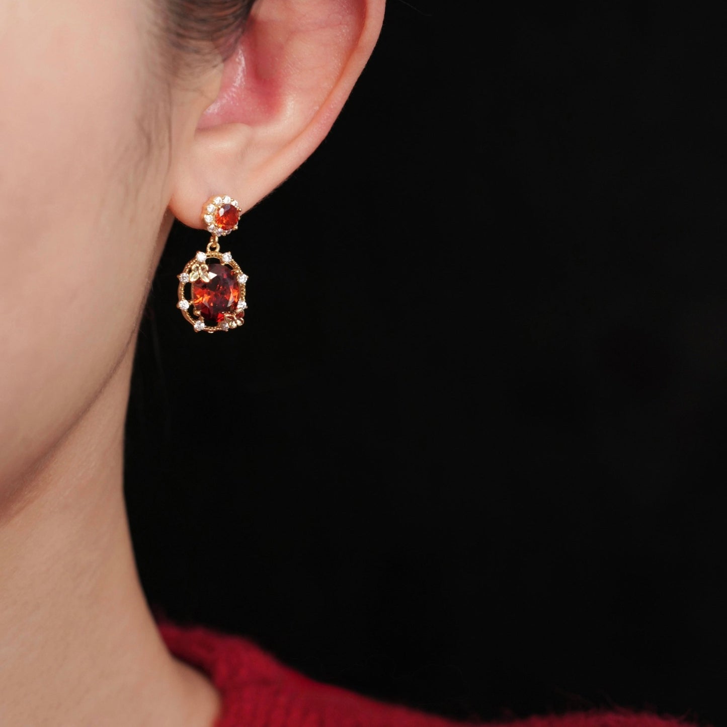 Scarlet Butterfly Drop Earrings - Gold Plated - Abbott Atelier