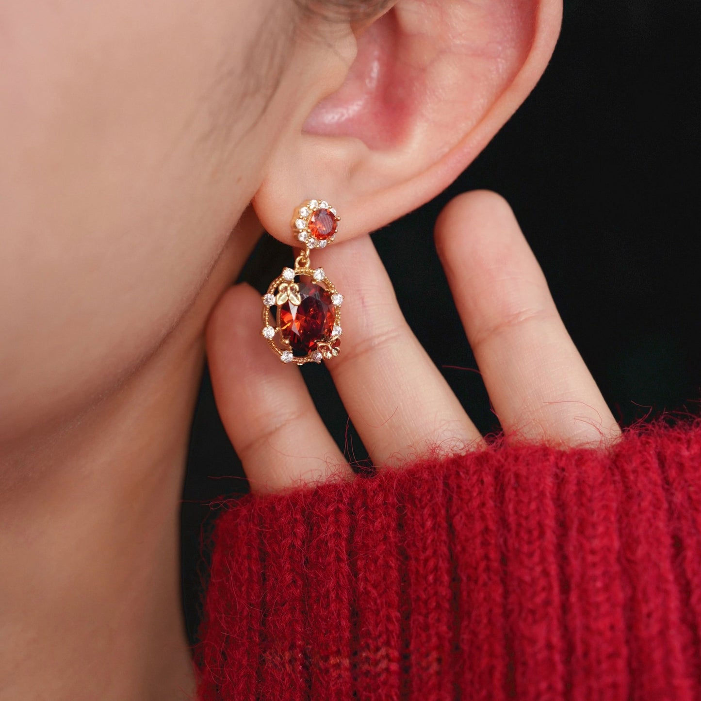 Scarlet Butterfly Drop Earrings - Gold Plated - Abbott Atelier