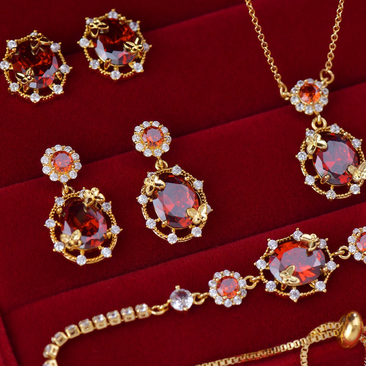 Scarlet Butterfly Drop Earrings - Gold Plated - Abbott Atelier
