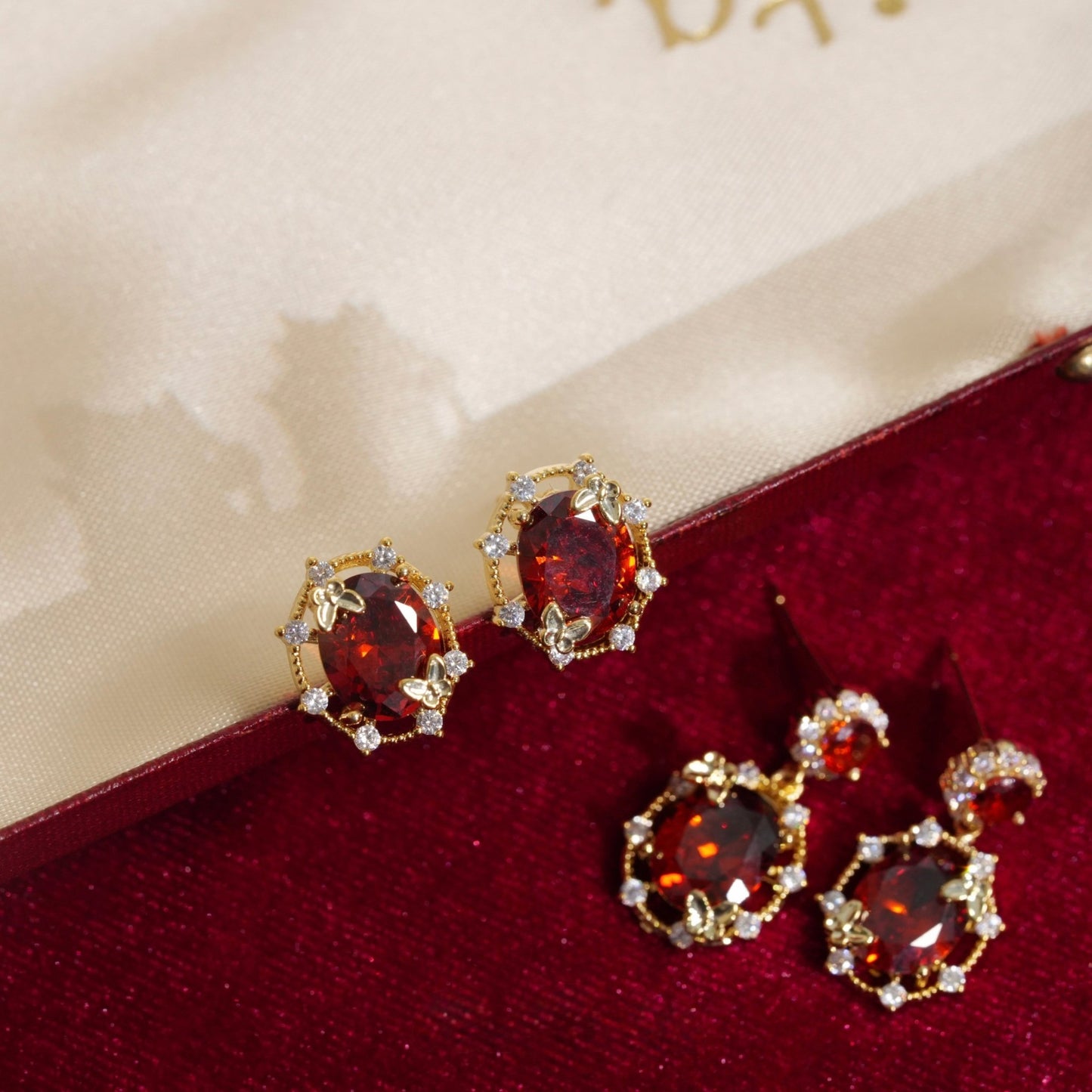 Scarlet Butterfly Stud Earrings - Gold Plated - Abbott Atelier