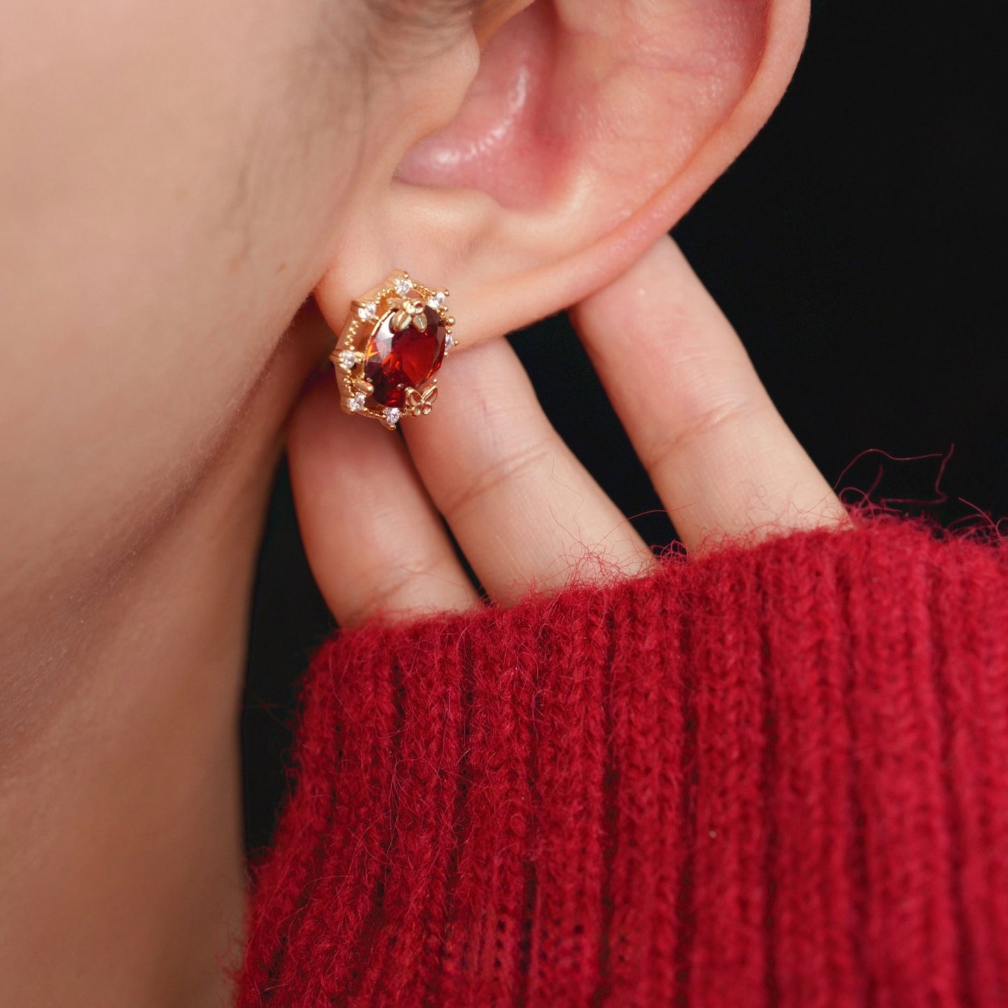 Scarlet Butterfly Stud Earrings - Gold Plated - Abbott Atelier