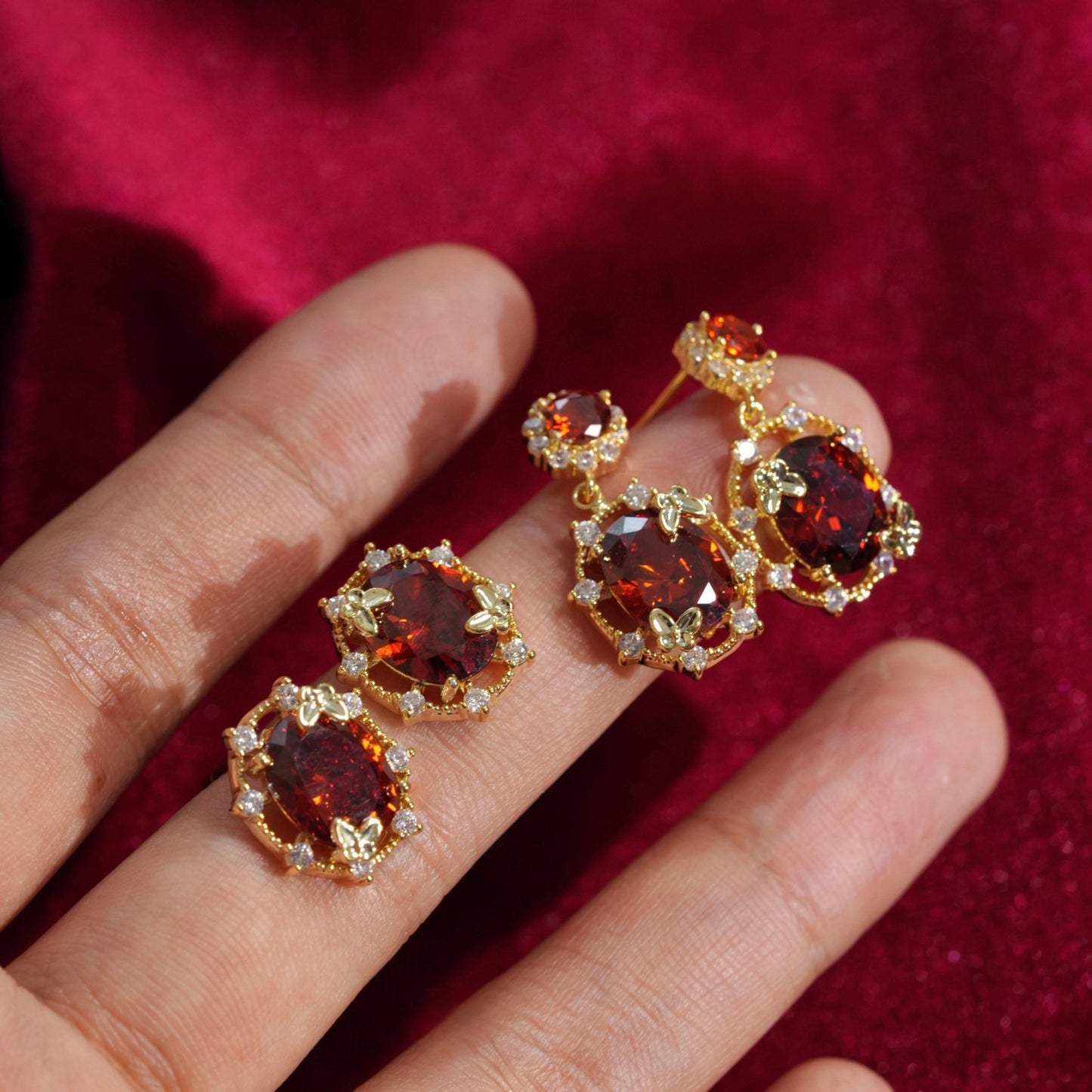 Scarlet Butterfly Stud Earrings - Gold Plated - Abbott Atelier