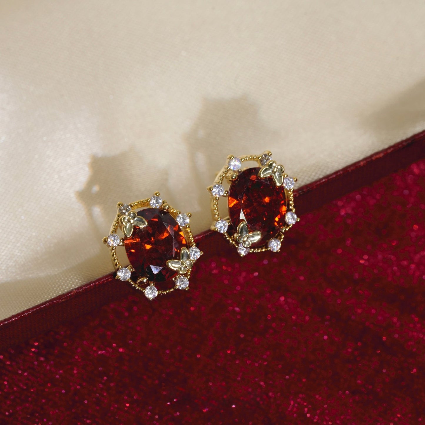 Scarlet Butterfly Stud Earrings - Gold Plated - Abbott Atelier