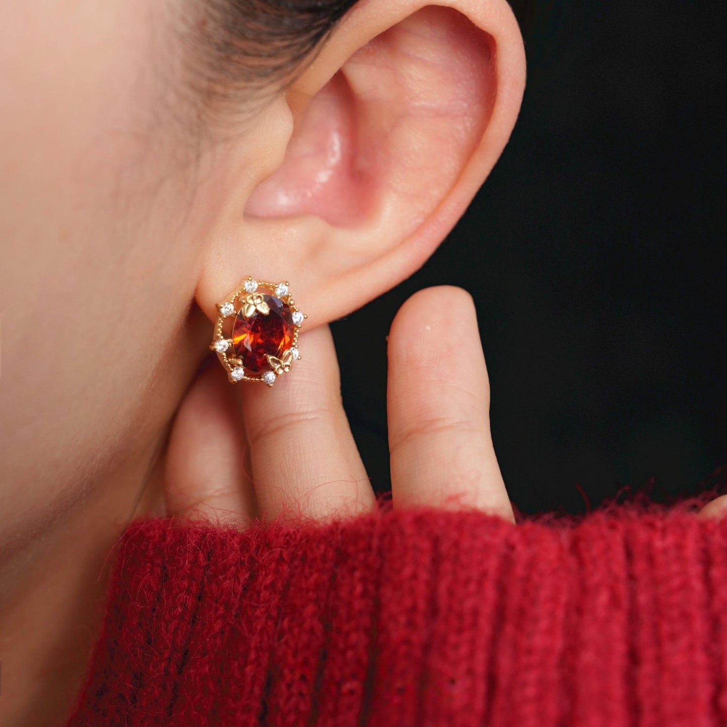 Scarlet Butterfly Stud Earrings - Gold Plated - Abbott Atelier