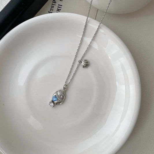 Seascape Blue Heart Necklace - Gold Plated - Abbott Atelier